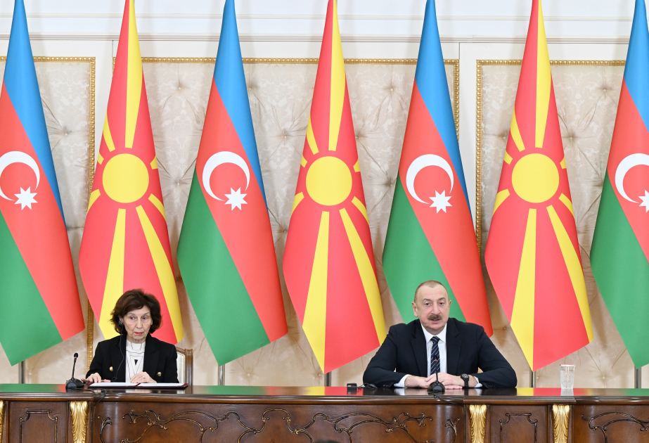 Los Presidentes de Azerbaiyán y Macedonia del Norte hicieron declaraciones a la prensa
