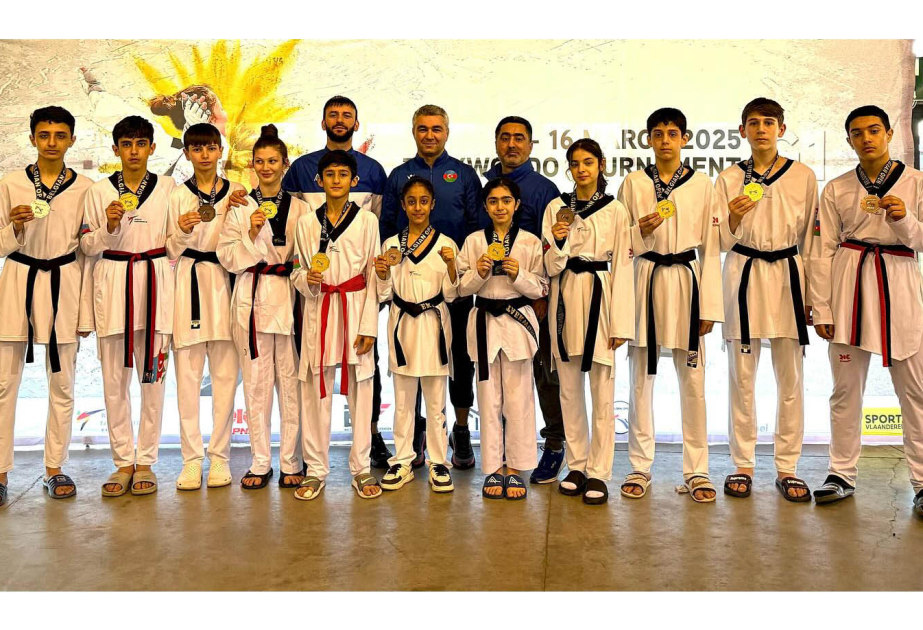 Junior Azerbaijani taekwondo fighters shine in Belgium, winning 11 medals