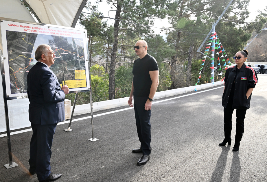 Prezident İlham Əliyev və birinci xanım Mehriban Əliyeva Sərsəng su anbarından Ağdərənin Umudlu kəndinə gedən avtomobil yolunun açılışında iştirak ediblər  YENİLƏNİB VİDEO