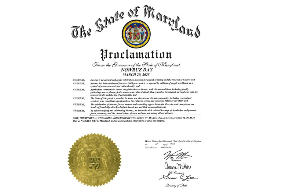 El Gobernador de Maryland firma una proclamación en relación con la fiesta de Novruz