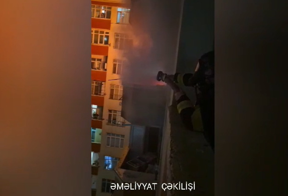 Bakıda çoxmərtəbəli yaşayış binasında yanğın baş verib