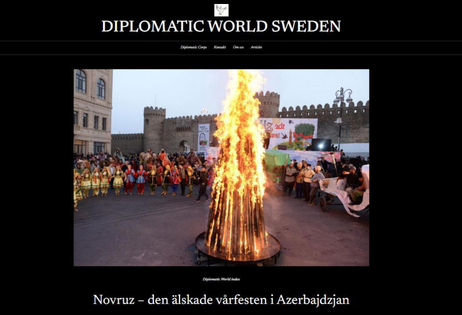 İsveçin “Diplomatic World Sweden” internet nəşrində Novruz bayramı ilə bağlı məqalə dərc olunub