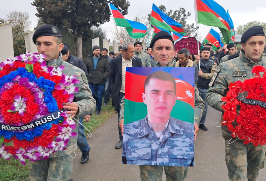 В Барде предан земле погибший в результате схода лавины военнослужащий Рустам Гамидов ВИДЕО