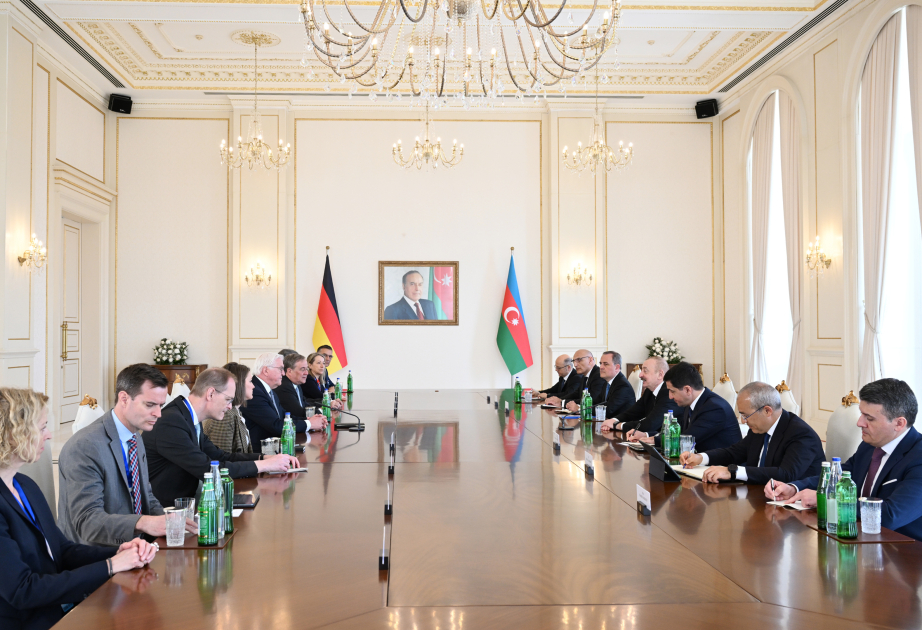 President of Azerbaijan Ilham Aliyev held expanded meeting with President of Germany Frank-Walter Steinmeier VIDEO