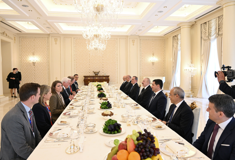 President Ilham Aliyev hosts official luncheon in honor of German President VIDEO