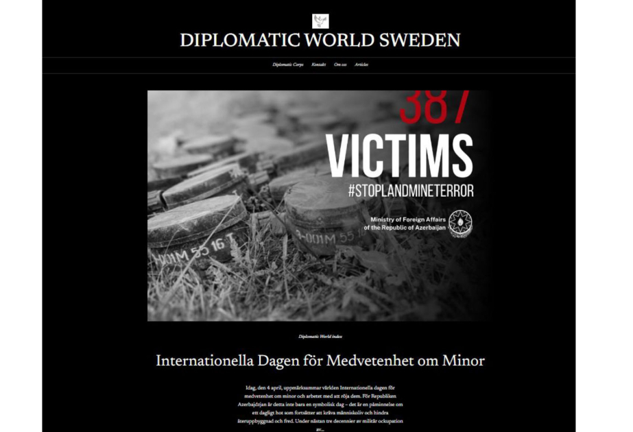 Diplomatic World Sweden highlights mine threat in Azerbaijan