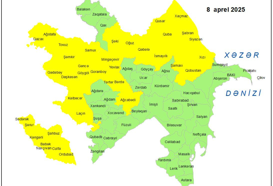 Küləkli hava şəraiti ilə bağlı sarı xəbərdarlıq verilib