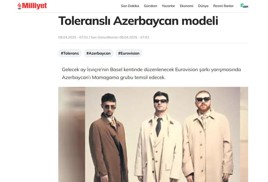 Газета Milliyet: Группа Mamagama – модель толерантного Азербайджана