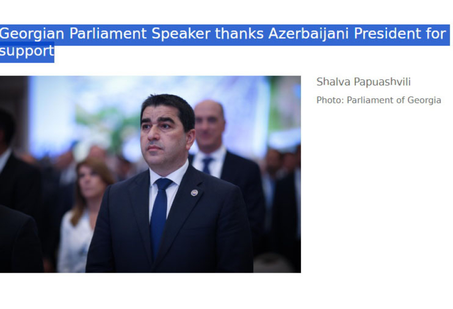 Gürcüstan parlamentinin sədri yüksək dəstəyə görə Azərbaycan Prezidentinə təşəkkür edib