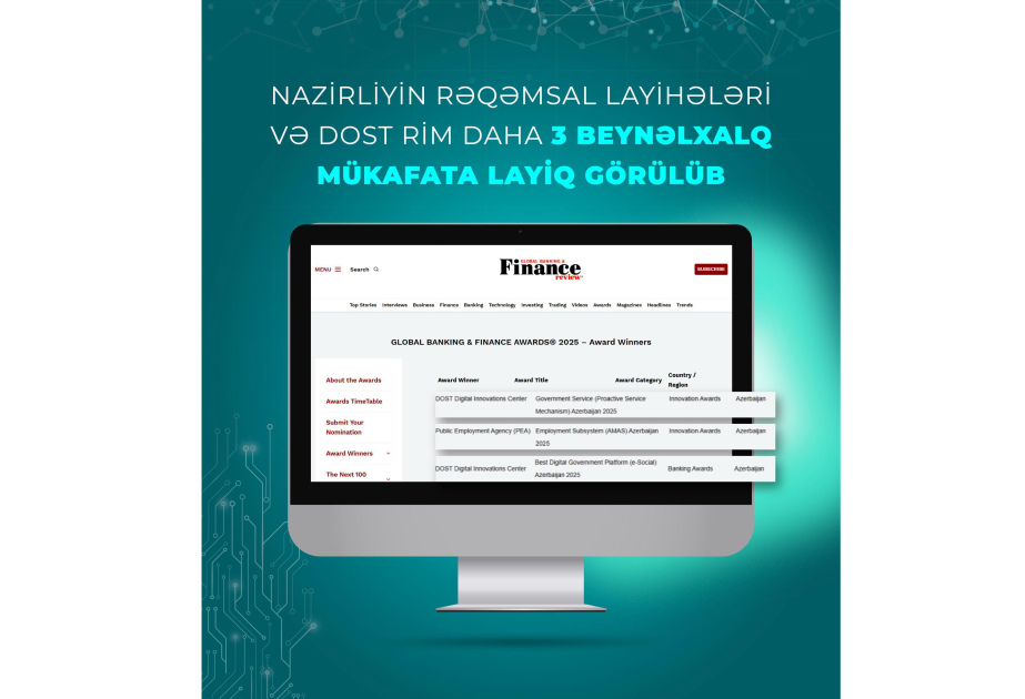 ƏƏSMN-in rəqəmsal layihələri və DOST RİM daha 3 beynəlxalq mükafata layiq görülüb