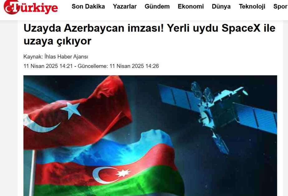 Газета Türkiye: Мечты молодежи Азербайджана в сфере космоса претворяются в реальность