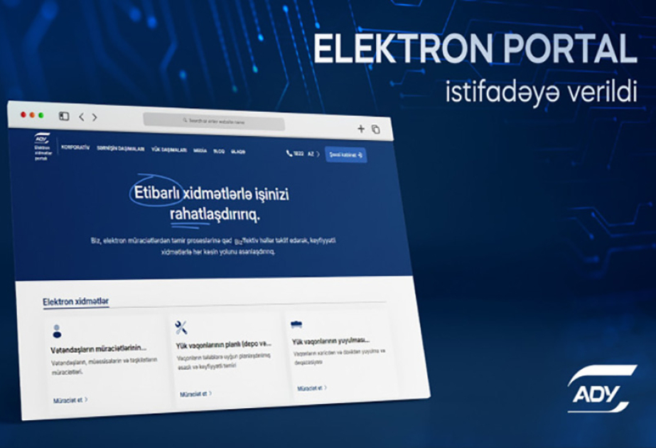 “Azərbaycan Dəmir Yolları” elektron xidmət portalını istifadəyə verib