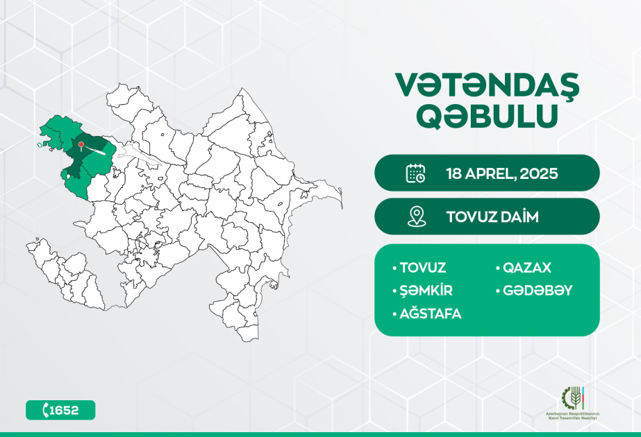 Kənd təsərrüfatı naziri Tovuzda vətəndaşların müraciətlərini dinləyəcək