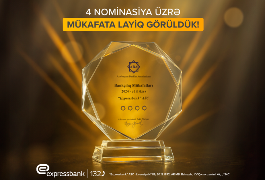 ®  “Expressbank” ABA tərəfindən 4 nominasiya üzrə mükafatlandırılıb