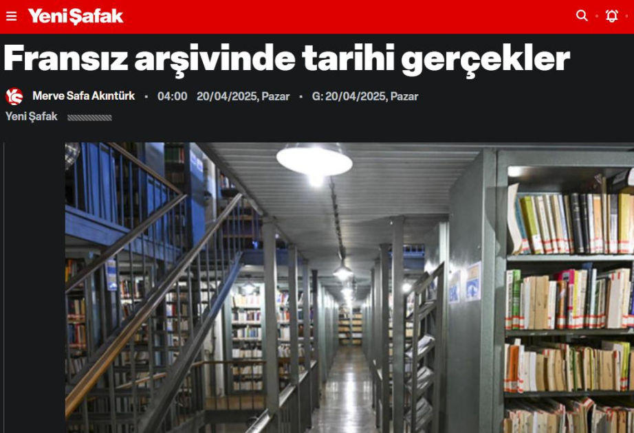 Газета Yeni Şafak: Архивы Франции изобличают ложь армян