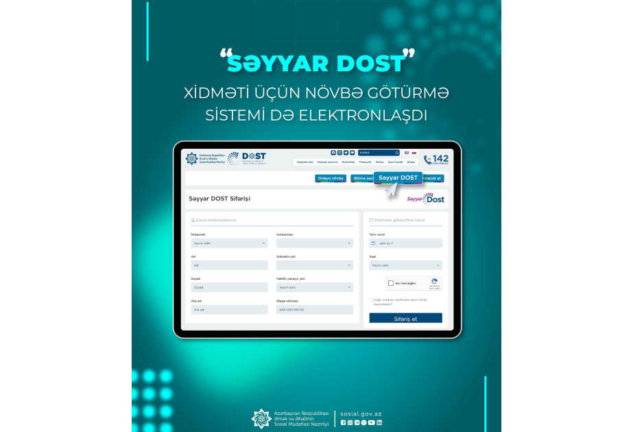 “Səyyar DOST” xidməti üçün növbə götürmə sistemi elektronlaşıb