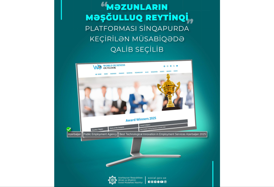 “Məzunların məşğulluq reytinqi” platforması Sinqapurda keçirilən müsabiqədə qalib seçilib