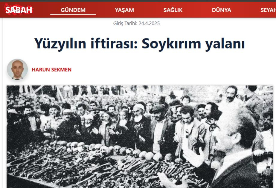 “Sabah” qəzeti: Ermənilərin “soyqırımı” yalanı əsrin böhtanıdır