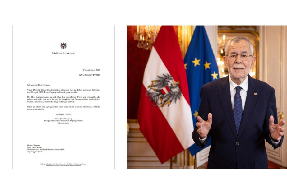 Austrian President responds to letter from Azerbaijani community on occasion of Easter