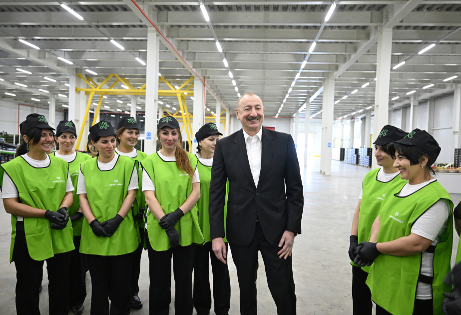 El Presidente de Azerbaiyán inspeccionó las actividades del complejo de horticultura y almacenamiento en frío del distrito de Gusar
