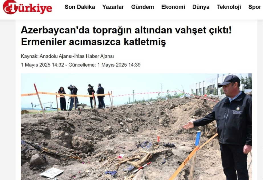Газета Türkiye: Армяне безжалостно убивали жителей Азербайджана