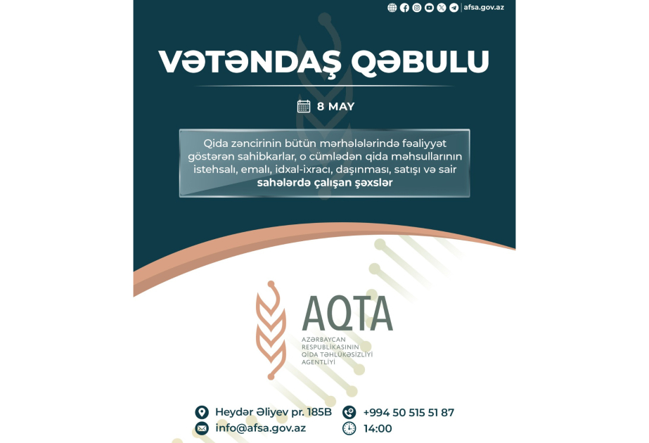 AQTA sədri qida sahəsində fəaliyyət göstərən sahibkarların müraciətlərini dinləyəcək