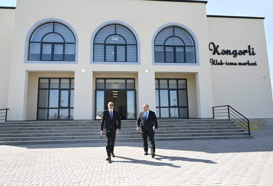 El Presidente Ilham Aliyev inspeccionó las condiciones en el Club-Centro Comunitario de la aldea Kangarli de Aghdam