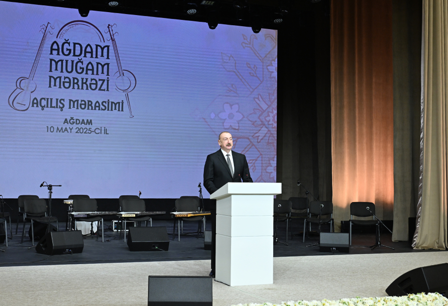 Präsident Ilham Aliyev und First Lady Mehriban Aliyeva weihen Mugham-Zentrum in Aghdam ein VIDEO