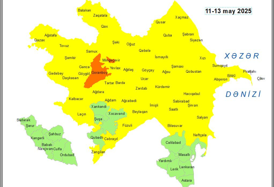 Küləkli hava şəraiti ilə bağlı sarı və narıncı xəbərdarlıqlar verilib