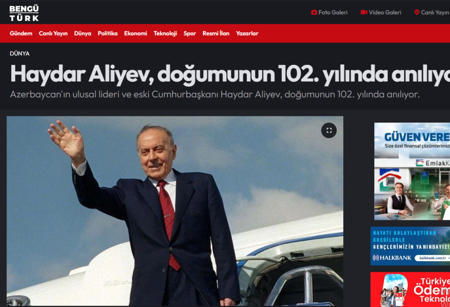 Türkiyə və Şimali Kipr mediası Heydər Əliyev irsi barədə materiallar dərc edir