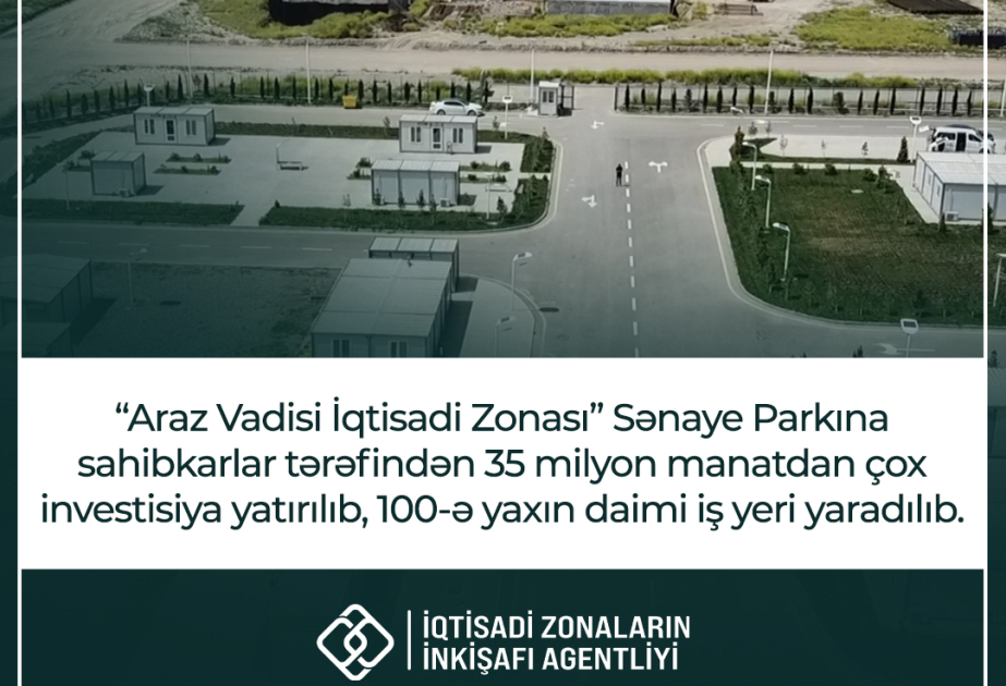 “Araz Vadisi İqtisadi Zonası” Sənaye Parkına 35 milyon manatdan çox investisiya yatırılıb