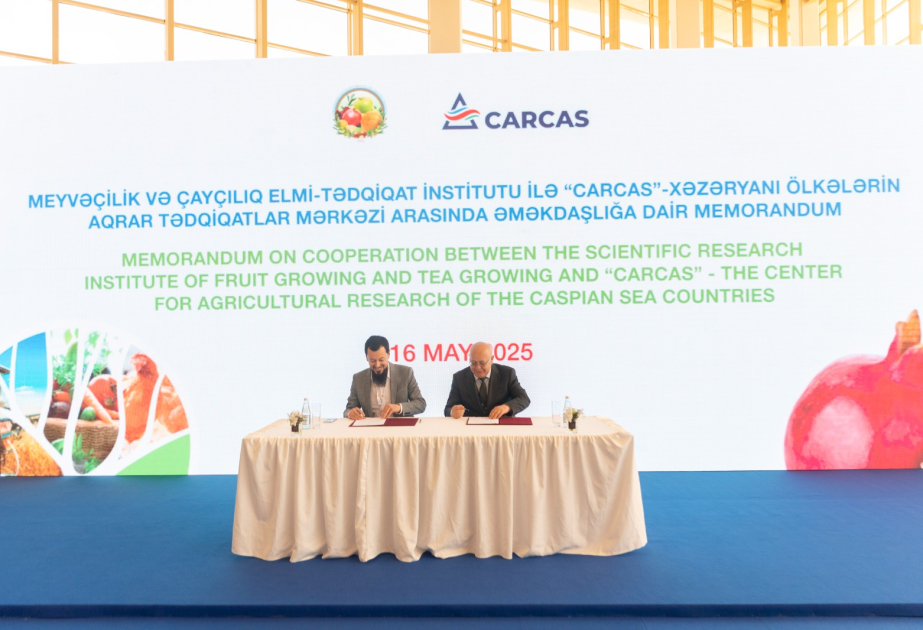 Meyvəçilik və Çayçılıq Elmi-Tədqiqat İnstitutu ilə “CARCAS” Xəzəryanı ölkələrin Aqrar Tədqiqatlar Mərkəzi arasında memorandum imzalanıb