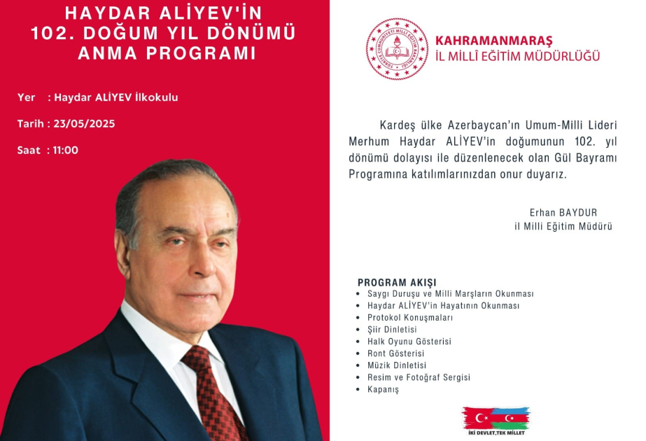 Türkiyənin iki şəhərində Heydər Əliyevin xatirəsinə həsr olunan tədbirlər keçiriləcək