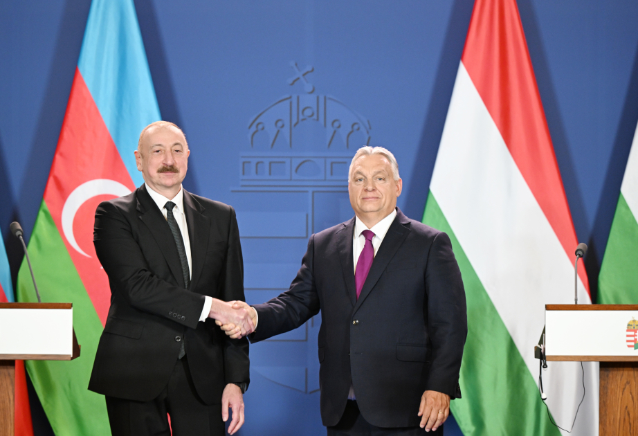 Azərbaycan Prezidenti İlham Əliyev və Macarıstanın Baş naziri Viktor Orban mətbuata bəyanatlarla çıxış ediblər YENİLƏNİB  VİDEO
