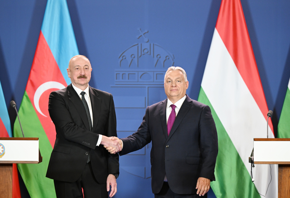 Presidente de Azerbaiyán y Primer Ministro de Hungría hicieron declaraciones a la prensa