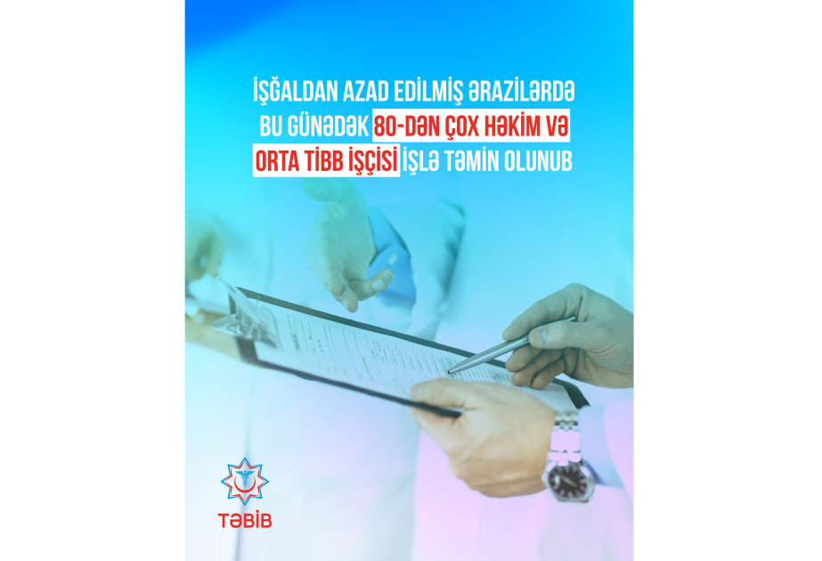 TƏBİB: İşğaldan azad edilmiş ərazilərdə bu günədək 80-dən çox həkim və orta tibb işçisi işlə təmin olunub