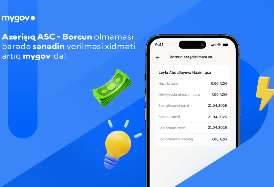 “Azərişıq”ın təqdim etdiyi borc barədə sənəd “mygov” platformasına inteqrasiya olunub