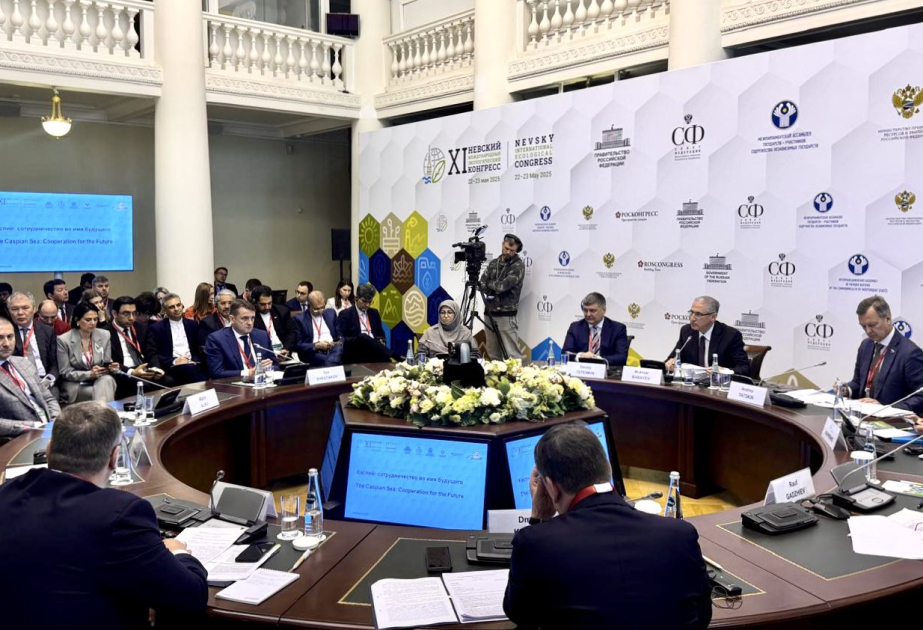 COP29-un rəhbəri Sankt-Peterburqda Xəzər dənizində suyun səviyyəsinin azalmasına dair sessiyaya moderatorluq edib