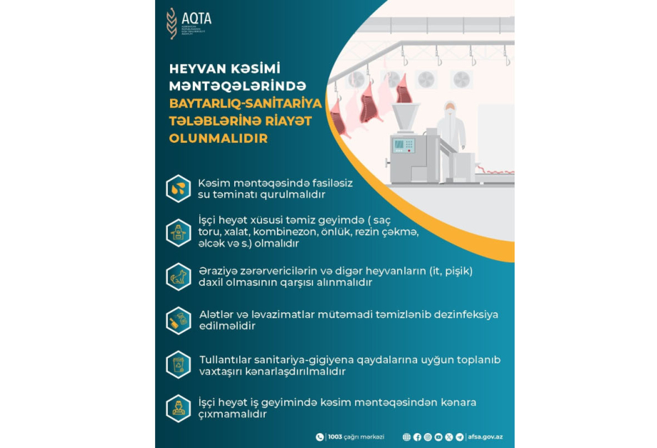 AQTA: Qurban bayramı günlərində heyvan kəsimi qanunvericiliyin tələblərinə uyğun həyata keçirilməlidir