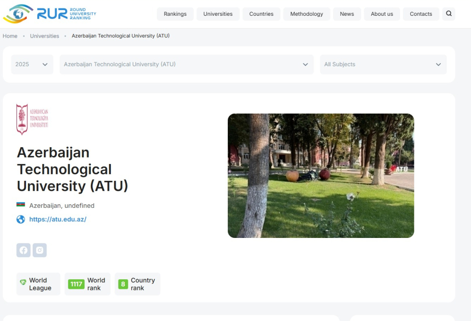 ATU beynəlxalq reytinqdə region universitetləri arasında ilk yerdə