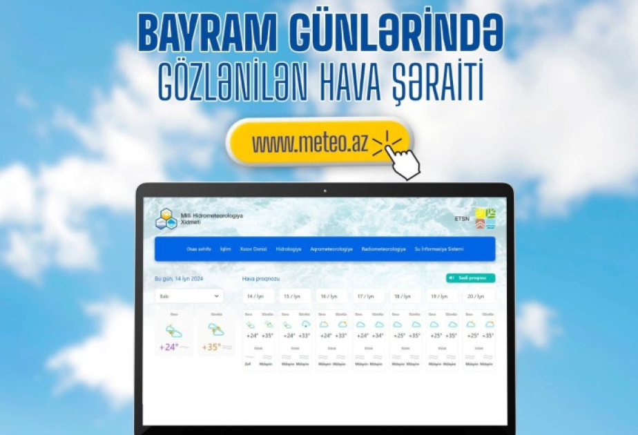 Bayram günlərində gözlənilən hava haqqında məlumat açıqlanıb