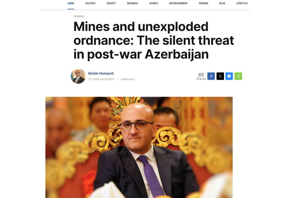 Nepalese media highlights threat of mines and unexploded ordnance in Azerbaijan