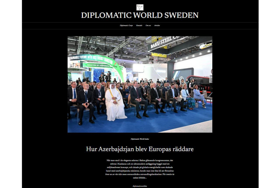 Le site Diplomatic World Sweden publie un article sur le Forum de l’énergie de Bakou