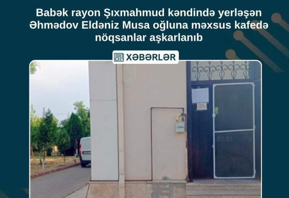 Babək rayonunda yerləşən kafenin fəaliyyəti ciddi nöqsanlara görə dayandırılıb