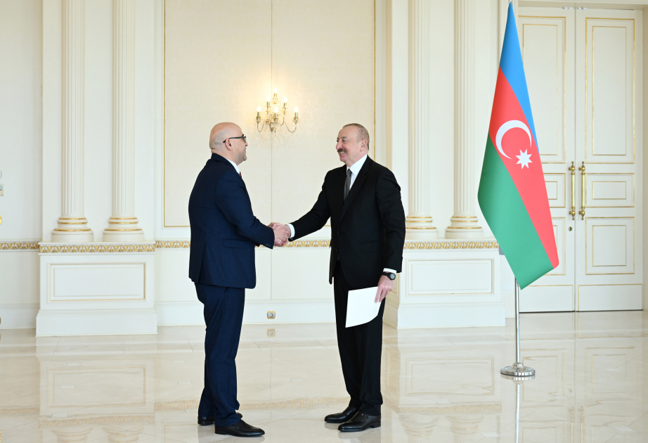 President of Azerbaijan Ilham Aliyev received credentials of incoming ambassador of Palestine VIDEO