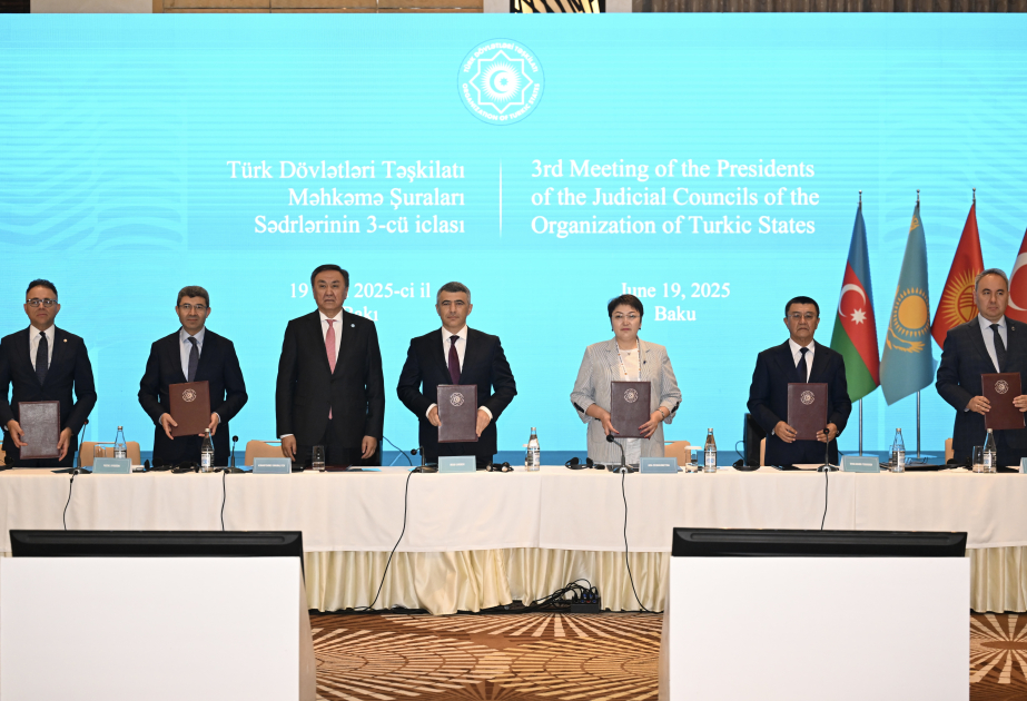Türk Dövlətləri Təşkilatına üzv ölkələrin Məhkəmə Şuraları Şəbəkəsinin Əsasnaməsi imzalanıb VİDEO