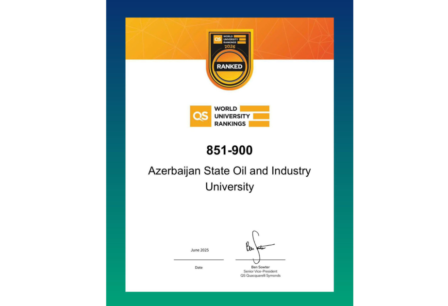 Dövlət Neft və Sənaye Universiteti QS reytinqində dünyada 851–900-cü mövqedə qərarlaşıb