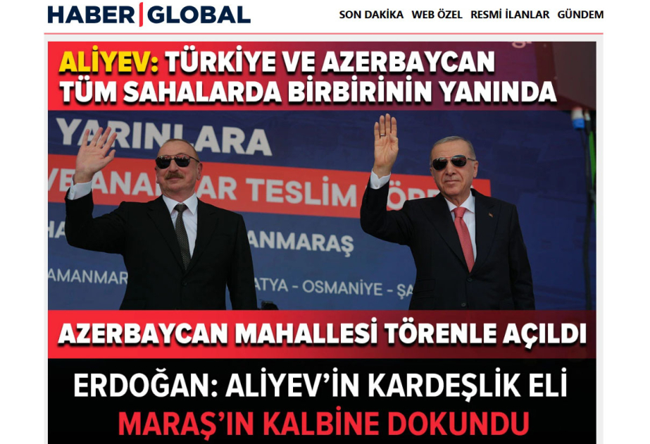 Kahramanmaraşda “Azərbaycan” məhəlləsinin açılması Türkiyə və Şimali Kipr mediasının diqqət mərkəzində olub