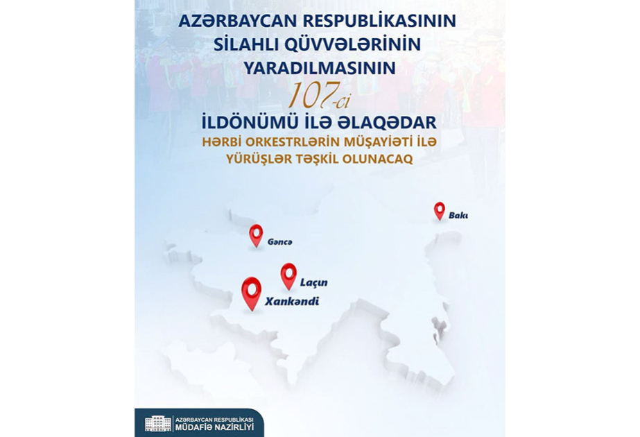 Bakı, Gəncə, Xankəndi və Laçında sabah hərbçilərin yürüşləri təşkil ediləcək