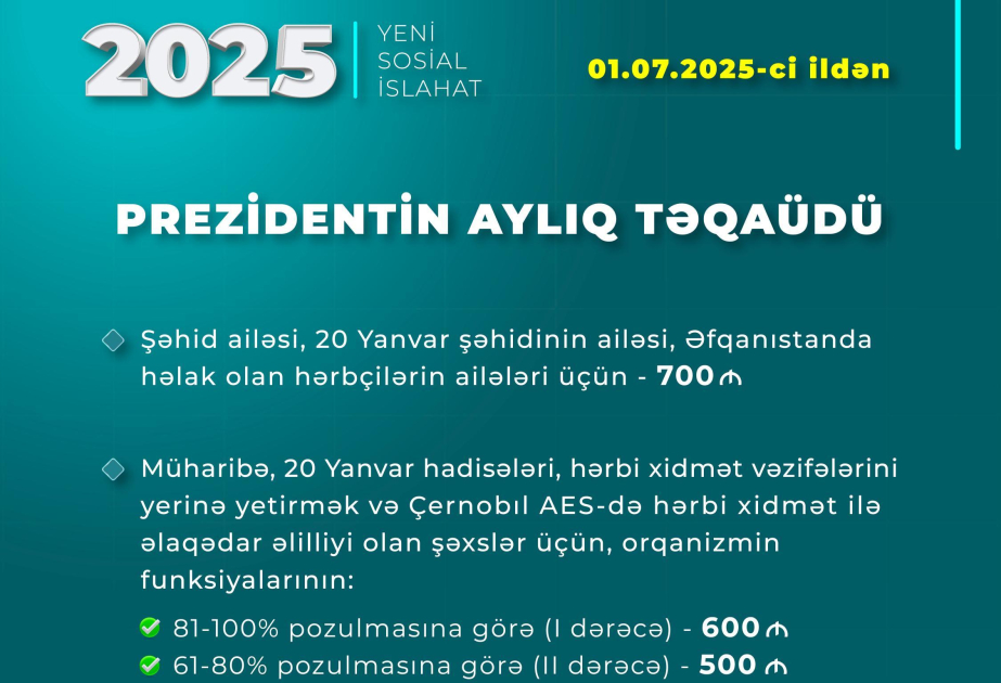 Bu gündən müavinət və təqaüdlər artırıldı